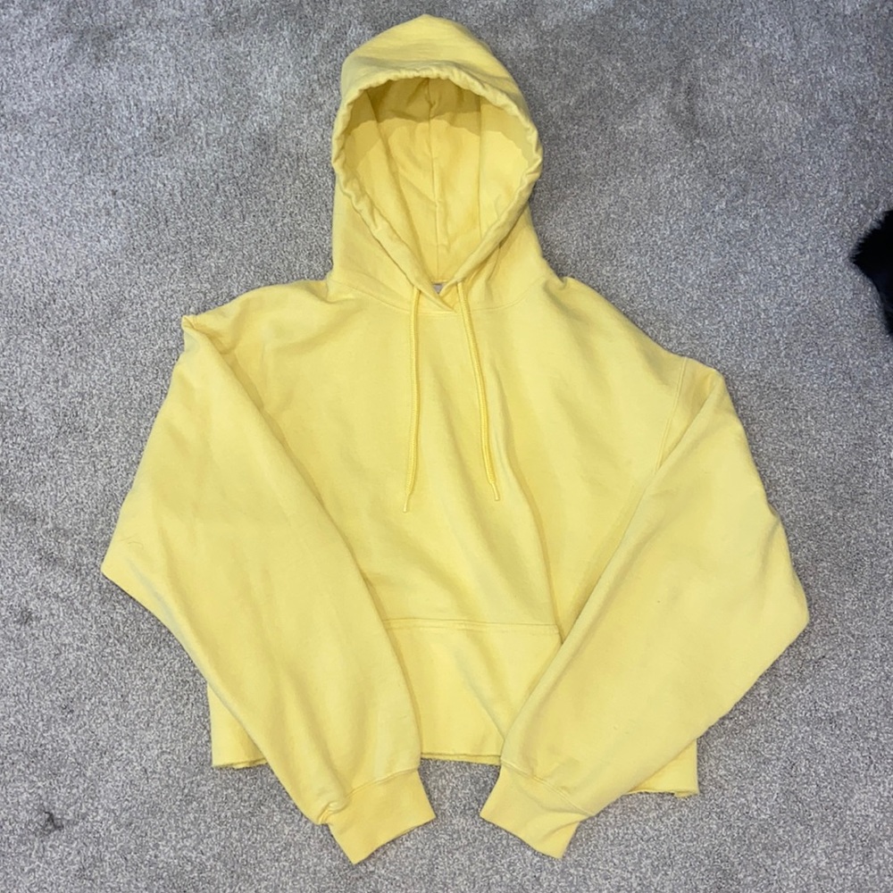 Neon yellow cropped hoodie
